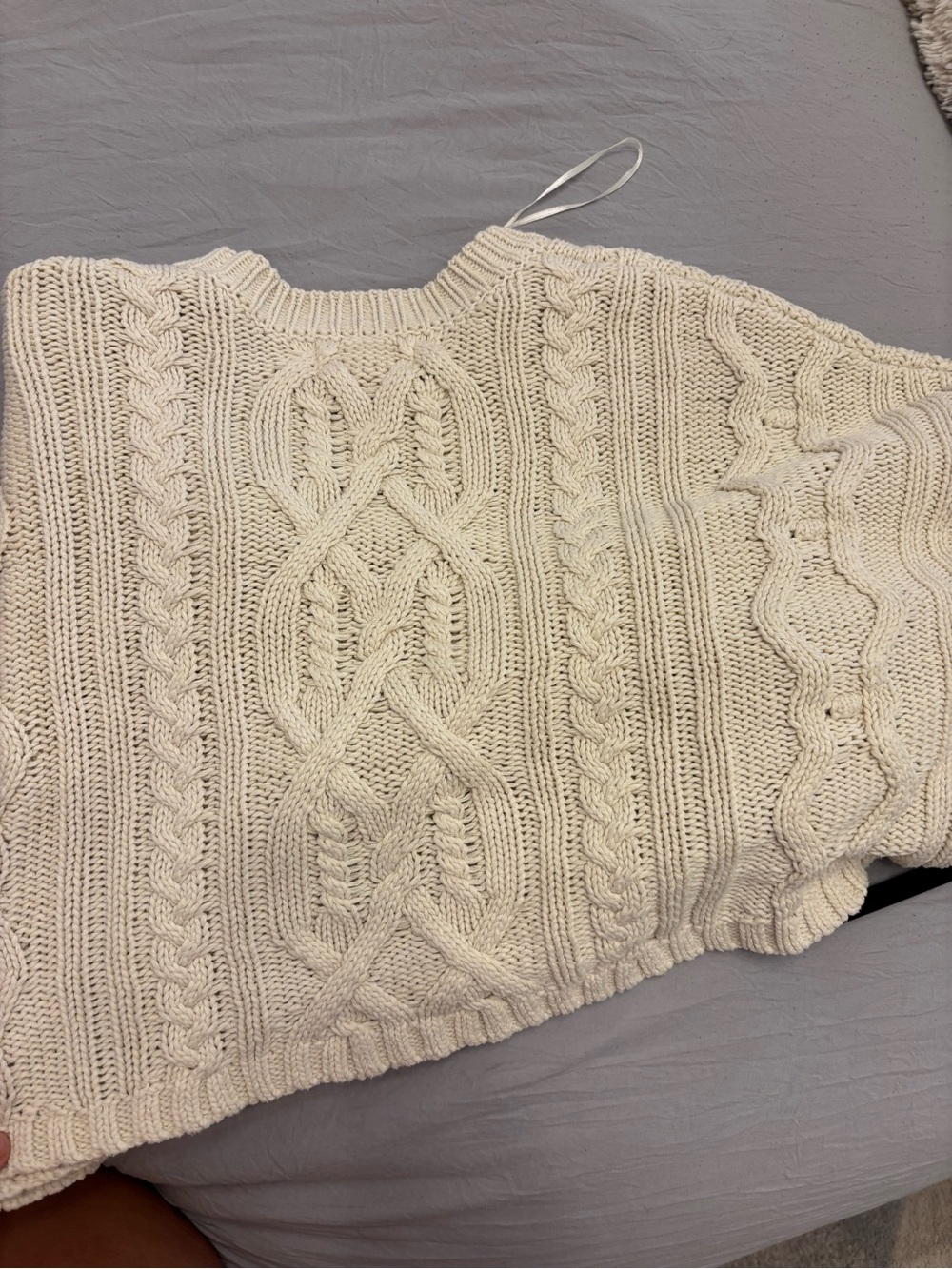 Jessica Simpson Cream Cable-Knit Scoop Neck Sweater